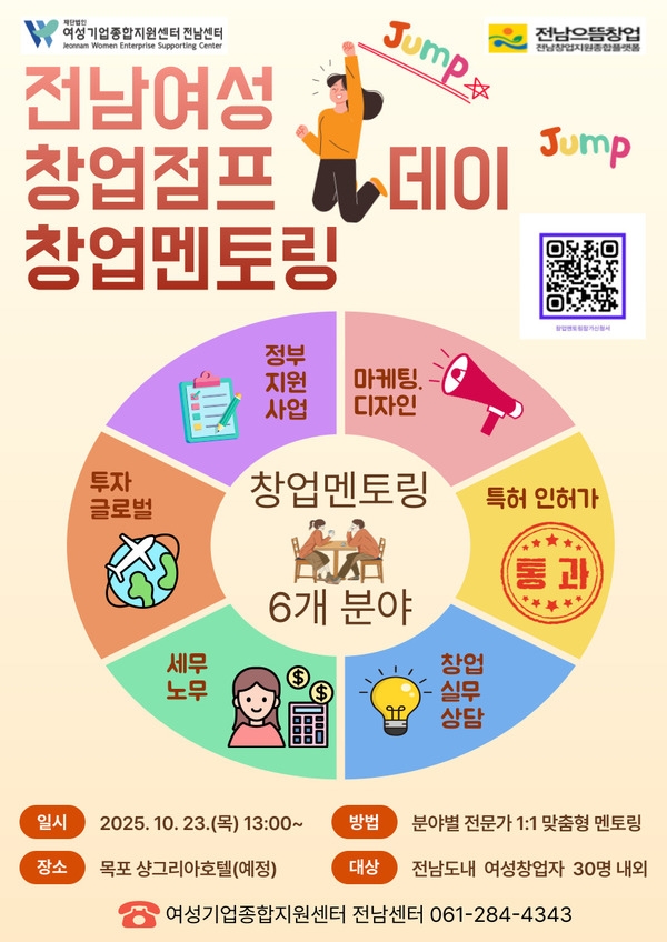 2025년 「전남여성 창업점프↗데이」 창업멘토링 개최 참가자 모집합니다. 이미지 1